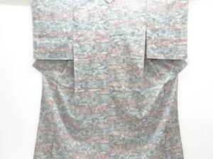 大正ロマン　流水に花模様織出しお召し着物